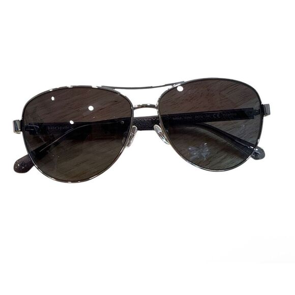 Kate Spade Fara Polarized Aviator Sunglasses Silver Frame Classic Summer NWT - Picture 1 of 12